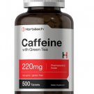 Caffeine tabs 220mg with Green Tea- 500 Tablets-| Vegetarian, Non-GMO & Gluten Free