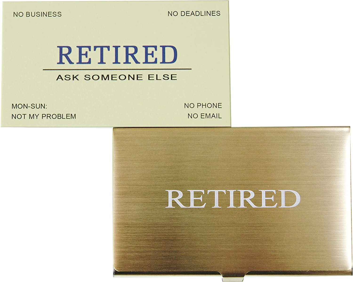 Retired Business Cards Funny Retirement Gift (Pack of 50/With Gold Mirr