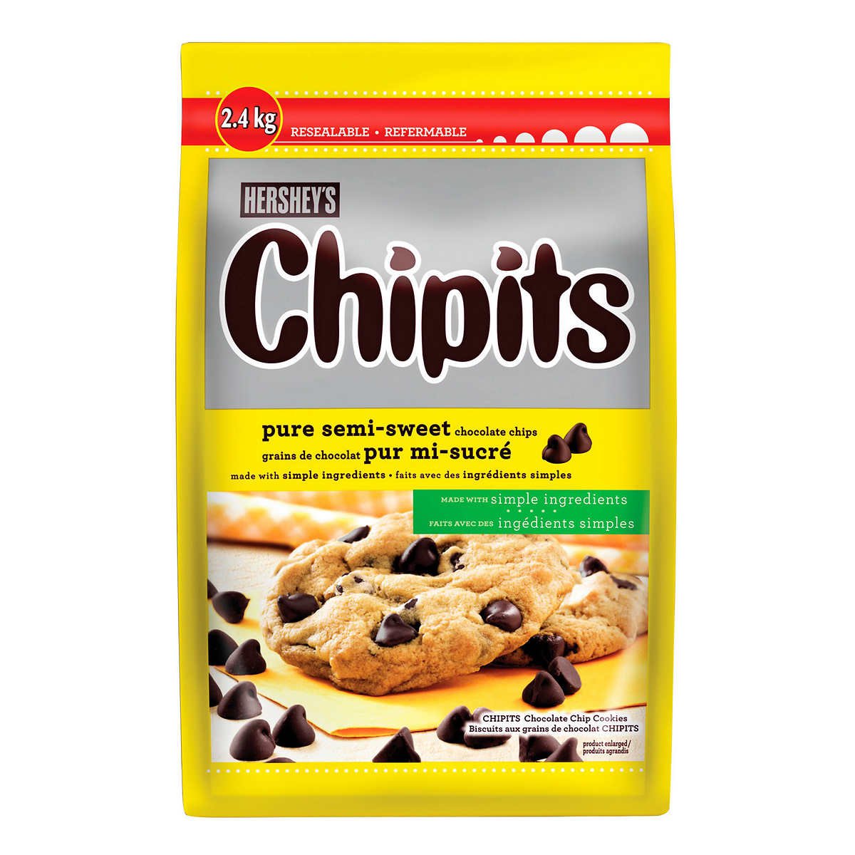 Hersheyâ��s Chipits Pure Semi-sweet Chocolate Chips, 2.4 kg- = 5.3 lb- cp-11 From Canada