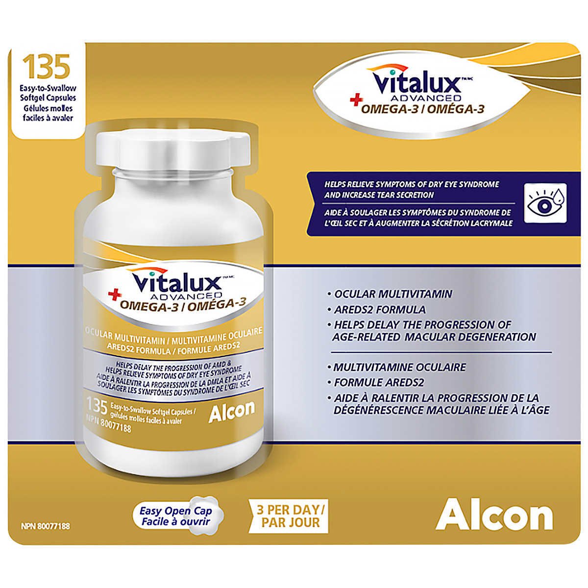 Vitalux Advanced AREDS2 Multivitamin + Omega-3, 135 Softgel Capsules= cp- From Canada