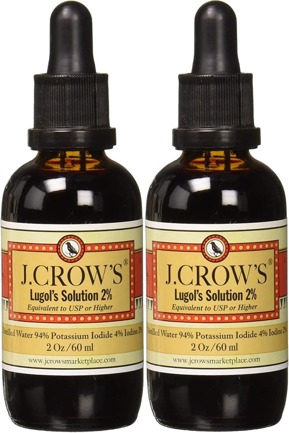 Lab J.Crow'sÂ® Lugol's Solution of Iodine 2% 2oz Twin Pack (2 Bottles)