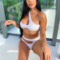Bikini Set Padded One Shoulder Bra Hollow out Briefs Swimsuit  White or Black