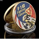 Collectible  American Gold Coin US F-16 Fighting Falcon Metal Military Coin USA Air Force