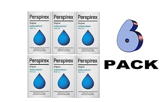 Perspirex Original Antiperspirant Roll-On 20ml 0.68oz Body Fresh 6 count-From UKp