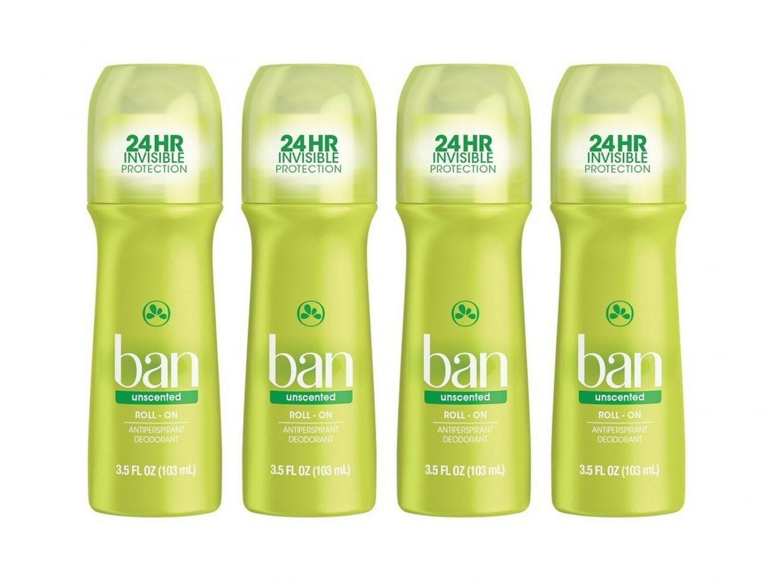 Ban Roll-On Antiperspirant Deodorant, Unscented, 3.5 Ounce (Pack of 4),