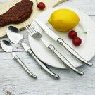 9" Stainless Steel Laguiole Steak Knife set Dinner Fork Spoon Teaspoon Silver  Tableware  set of 6