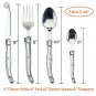 9" Stainless Steel Laguiole Steak Knife set Dinner Fork Spoon Teaspoon Silver  Tableware  set of 6