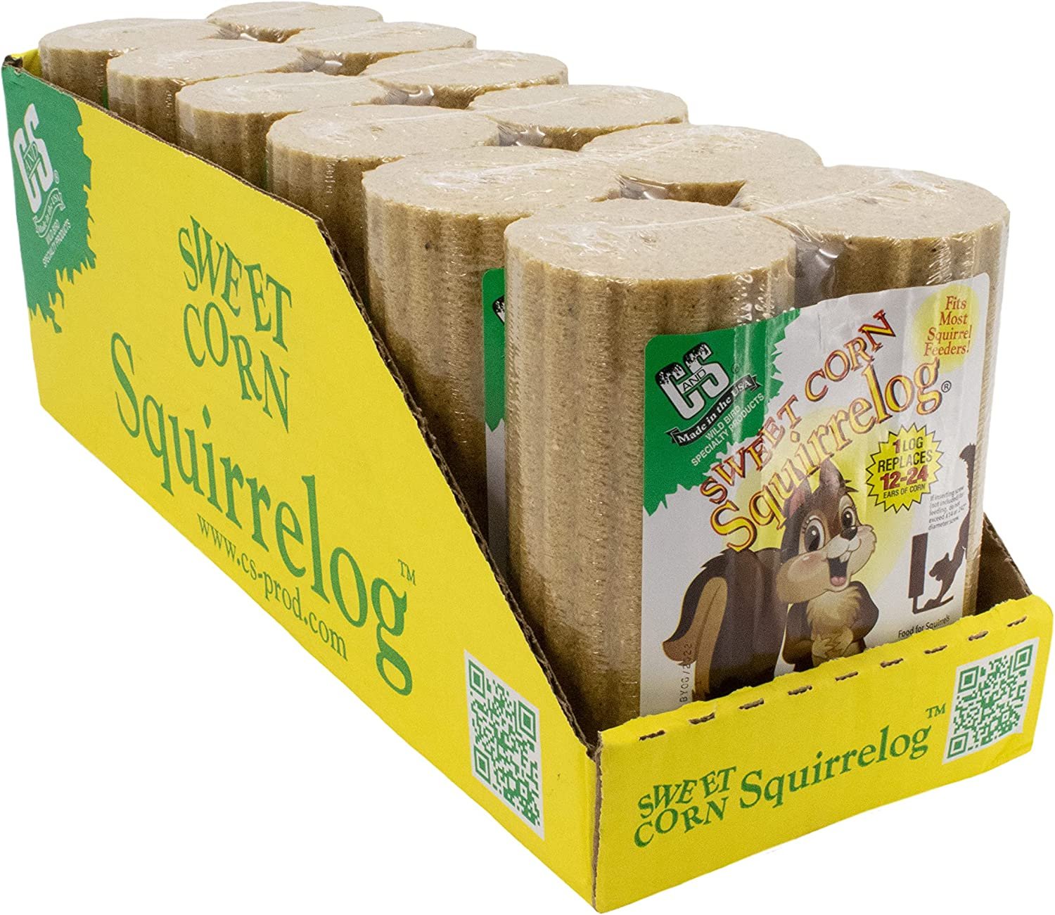 Squirrel Food, 12 One lb Logs in Total-Sweet Corn Squirrelog, 6-Pack Refill,