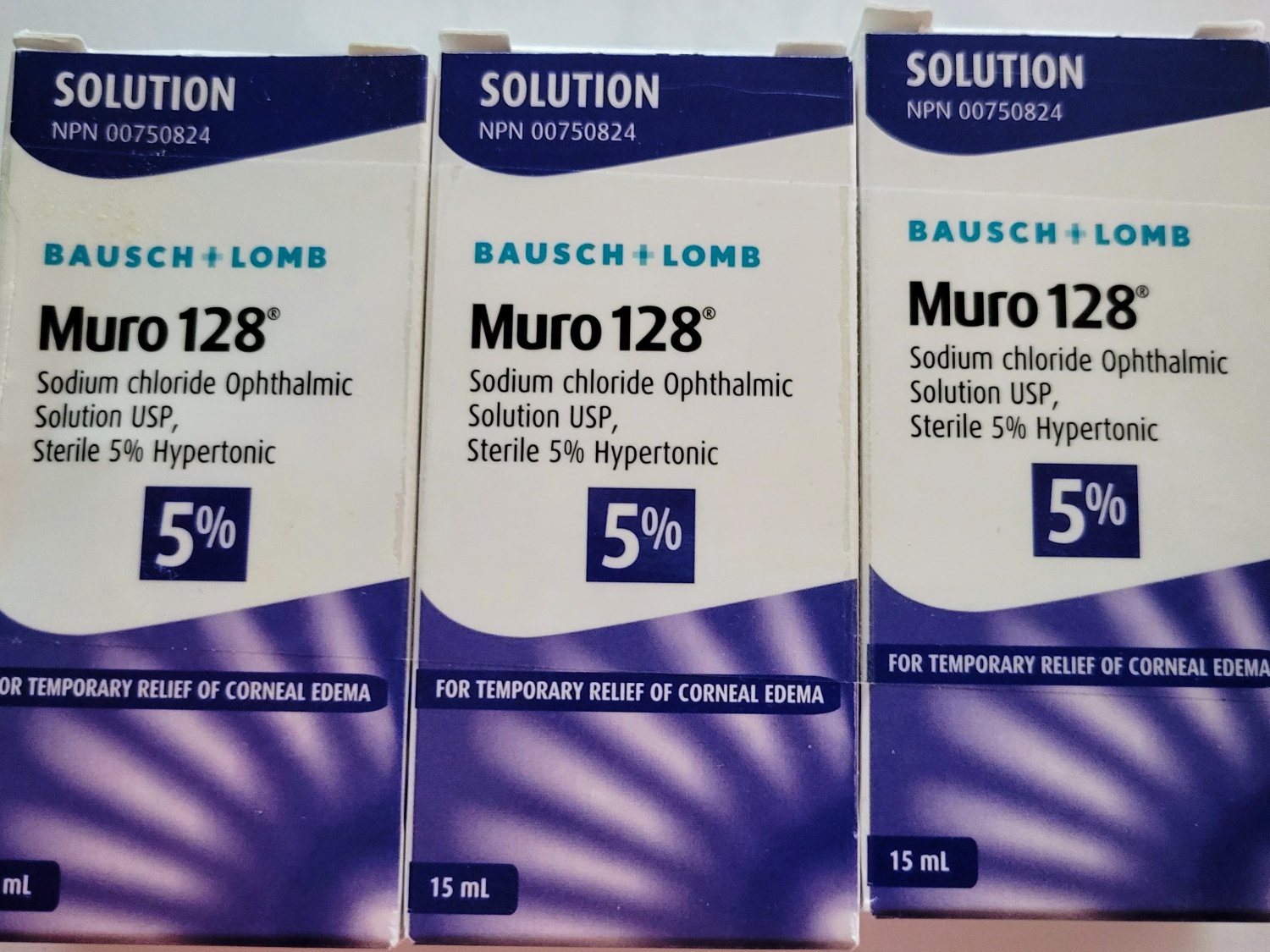 3x Bausch + Lomb Muro 128 5% Ophthalmic Solution - 1/2 FL OZ (15mL) EXP 06/25
