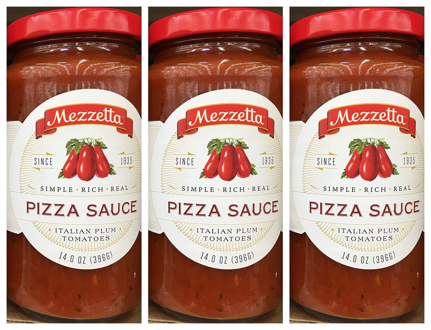 Mezzetta Pizza Sauce Italian Plum Tomatoes 14.0 Ounce Jar (Pack of 3)