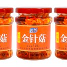 Spicy Hot Chili Oil Pickled   Enoki Mushrooms, 6.17oz - - 3 packs- By Yumei
