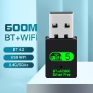 600Mbps USB WiFi Bluetooth Adapter 2in1 Dongle Dual Band 2.4G 5GHz USB WiFi 5