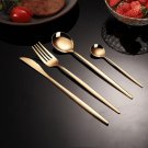 24pcs Gold Dinnerware Set Stainless Steel Steak Knife Fork Coffee Spoon Teaspoon Flatware