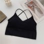 Women Cross Strap Sports Bra Top Women Push Up Sport Bra Free size- Black or White
