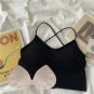 Women Cross Strap Sports Bra Top Women Push Up Sport Bra Free size- Black or White