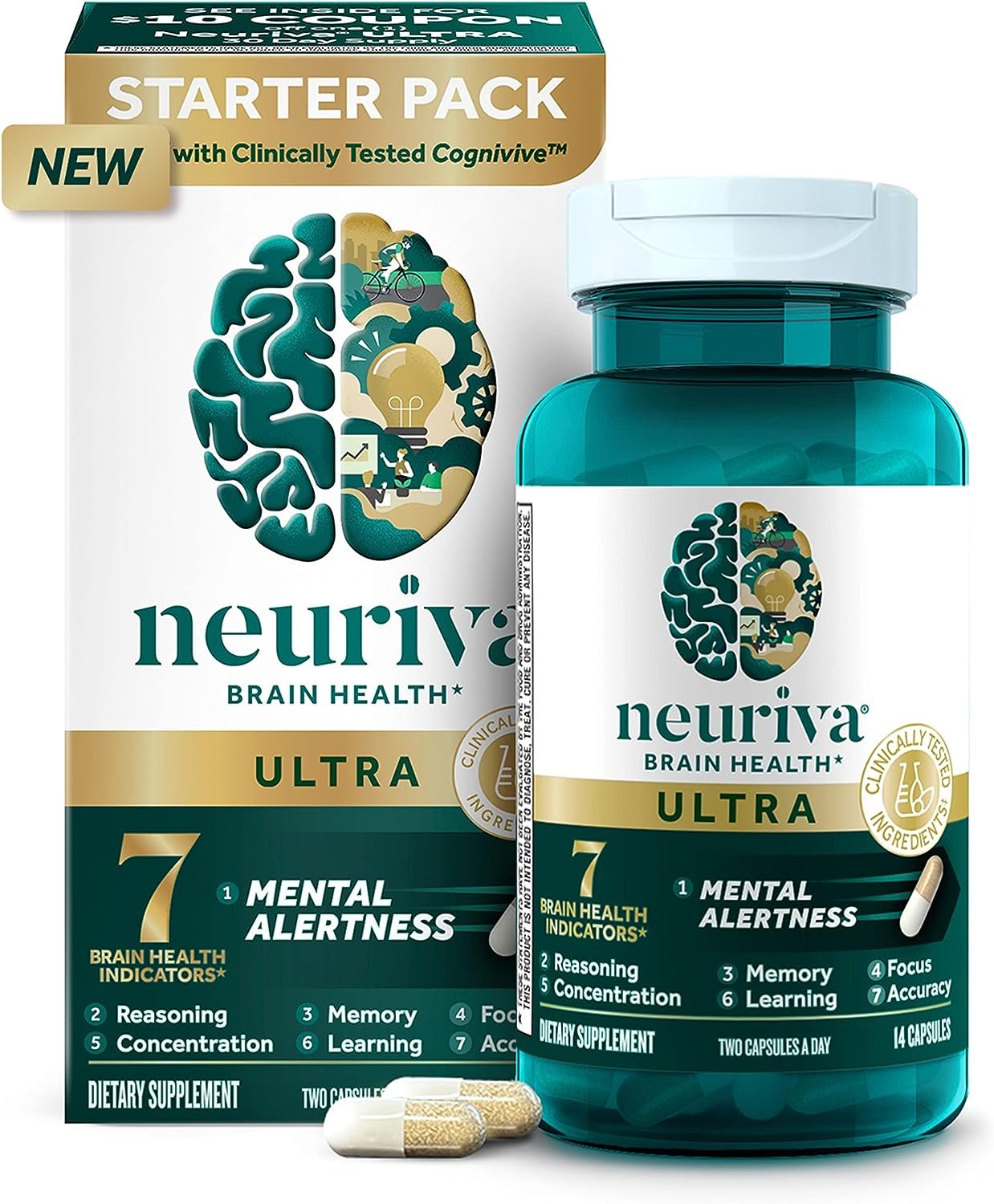 Neuriva Ultra Brain Health Mental Alertness Memory Focus Concentration 60 caps