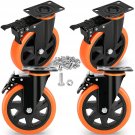 6 Inch Caster Wheels 3000 Lbs, Heavy Duty Casters Set of 4 with Brake, Safety Dual Locking