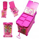 Rolling Bin Storage Case Carry Box Playset Store for Barbie Collection Dolls