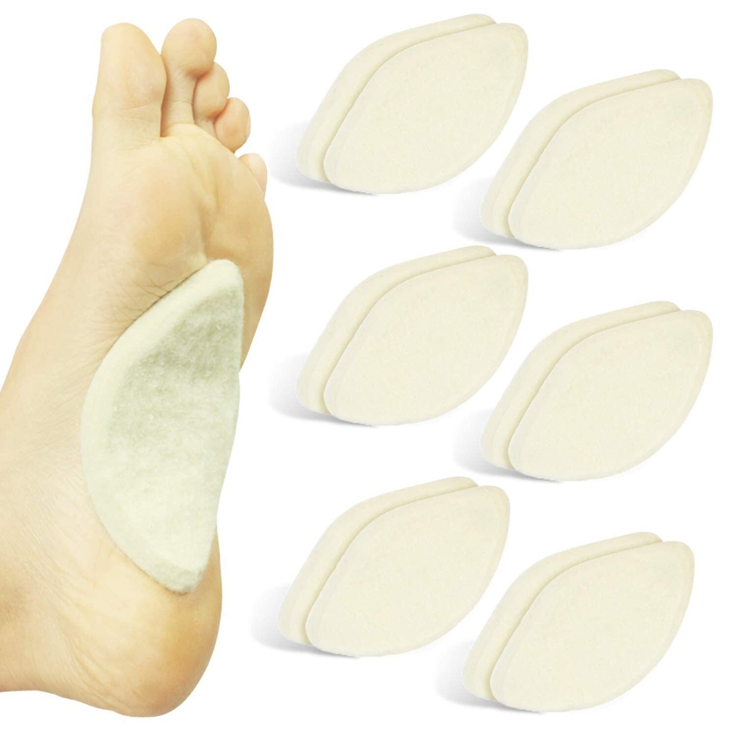 Arch Support Pads (12 Pack) Adhesive Felt Foot Insert - Men Women - for Shoes...