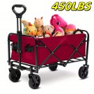450LBS /mini Heavy-Duty Foldable Utility Cart with 360° Rotating All-Terrain Wheels, RED 450LBS /mini Heavy-Duty Foldable Utility Cart with 360° Rotating All-Terrain Wheels, RED