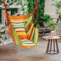 1pc Vibrant Striped Canvas Hammock Chair - Multi-Functional Indoor/Outdoor Swing with Side Pock