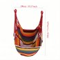 1pc Vibrant Striped Canvas Hammock Chair - Multi-Functional Indoor/Outdoor Swing with Side Pock
