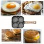 4-Hole Nonstick Egg Frying Pan - Granite Skillet, Wooden Handle, Easy to Clean, Durable & Scrat