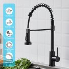 Black Rustproof]   3-in-1 Kitchen Faucet - 304 Stainless Steel, Ceramic Valve, Water-Saving, Ea