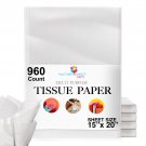 960 Sheets White Tissue Paper Bulk - 15" x 20" Packing Paper Sheets