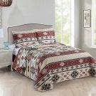 Rustic Striped Southwestern Quilt Stitched Western Bedspread Bedding Set with...