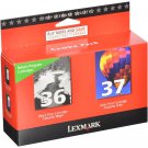 Lexmark 18C2229 36 & 37 X3650 X4650 X5650 X6650 X6675 Z2420 Ink Cartridge -Black & Color, 2-Pack