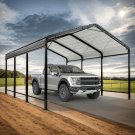 10x15 Ft Metal Carport With Enhanced Base Heavy Duty Garage Outdoor, Storage Shed With Galvaniz 10x15 Ft Metal Carport With Enhanced Base Heavy Duty Garage Outdoor, Storage Shed With Galvaniz