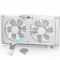 shinic Twin Window Fan with Remote, 9-Inch Blades Reversible Airflow, Thermos...