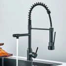 1pc Modern High-Arc Single Handle Kitchen Faucet with Pull-Down Sprayer, 360° Telescopic Splash