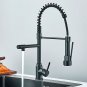 1pc Modern High-Arc Single Handle Kitchen Faucet with Pull-Down Sprayer, 360° Telescopic Splash