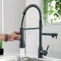 1pc Modern High-Arc Single Handle Kitchen Faucet with Pull-Down Sprayer, 360° Telescopic Splash