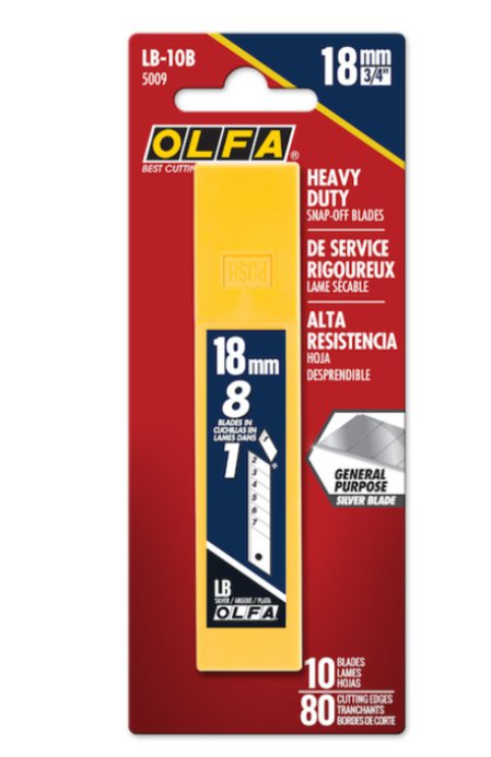 OLFA 18mm Utility Knife Blades 10 Pack Heavy Duty Snap Off Razor Sharp Blades