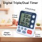 Digital Dual Kitchen Timer, 3 Channels Count Down/up Triple Cooking Timer for...