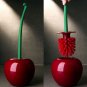 Red Toilet Brush Lovely Cherry or orange Shape Lavatory + Holder
