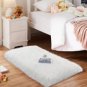 Ciicool White Fur Rug Fluffy Rug, 2x4 ft Small Faux Fur Rugs for Bedroom, Wahable  Faux Sheepskin