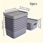 6pcs Durable  white Black or Gray Stackable Plastic Toys Storage Bins with Lids