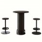 3-Piece Bar Table and Stool Set – Round Wood Top with Metal Frame, Modern Vintage Style