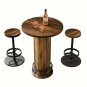 3-Piece Bar Table and Stool Set – Round Wood Top with Metal Frame, Modern Vintage Style
