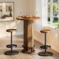 3-Piece Bar Table and Stool Set – Round Wood Top with Metal Frame, Modern Vintage Style