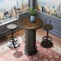 3-Piece Bar Table and Stool Set – Round Wood Top with Metal Frame, Modern Vintage Style