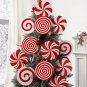 12pcs Large Red & White Mint Jolly Christmas Tree Ornaments - PVC Hanging Candy Decorations for