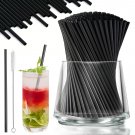 100Pcs Black Thin Straw W/ Straw Brush Beverage 100Pcs Black Thin Straw W/ Straw Brush Beverage