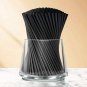 100Pcs Black Thin Straw W/ Straw Brush Beverage