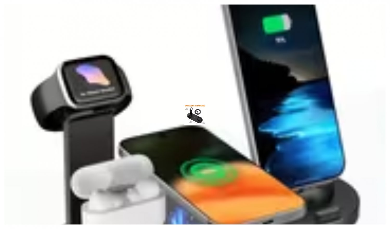 Wireless Charging Station for Phone  Buds Compatible with iPhone Samsung Google