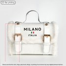 Vintage Plush Handbag with "MILANO ITALIA" Pattern |, White, Brown or Black Vintage Plush Handbag with "MILANO ITALIA" Pattern |, White, Brown or Black